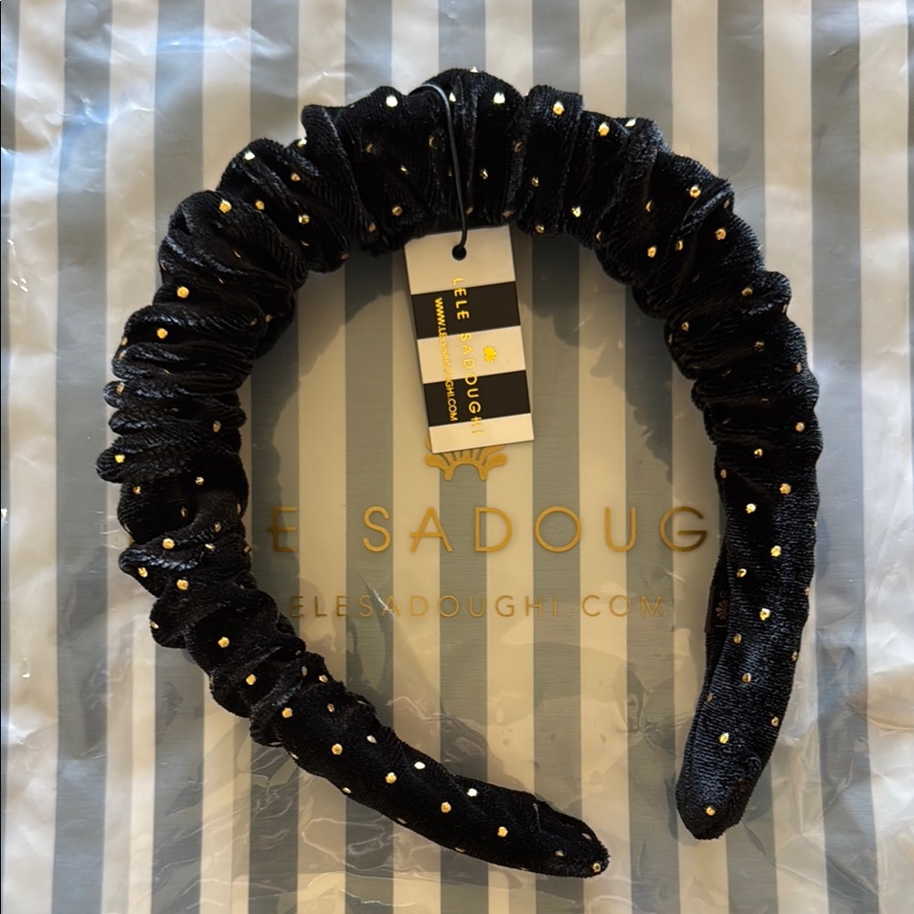 Lele Sadoughi Black and Gold Velvet Hair Accessory